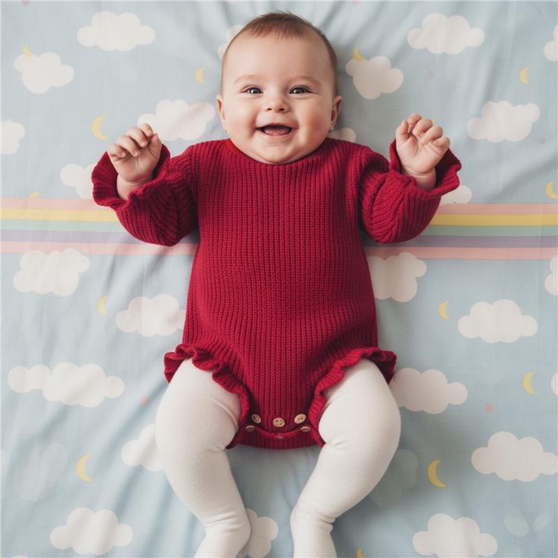 Neugeborenes Baby Mädchen Junge Pullover Strampler Baumwolle Weich Gestrickt Overall Einfarbige Warme Herbst Winter Weihnachten Kleidung