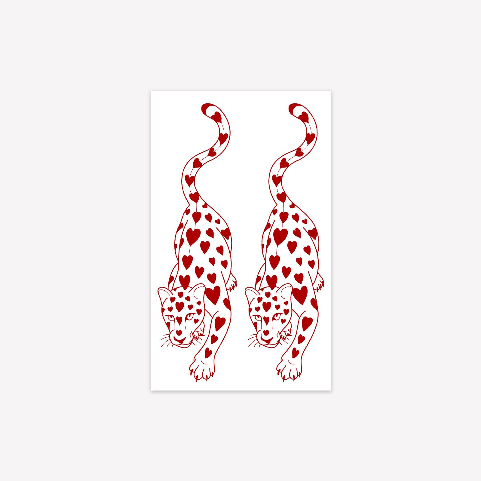 Personalized Domineering Red Love Leopard Tattoo Sticker Waterproof And Long-Lasting Disposable Temporary Tattoo Sticker 9*15