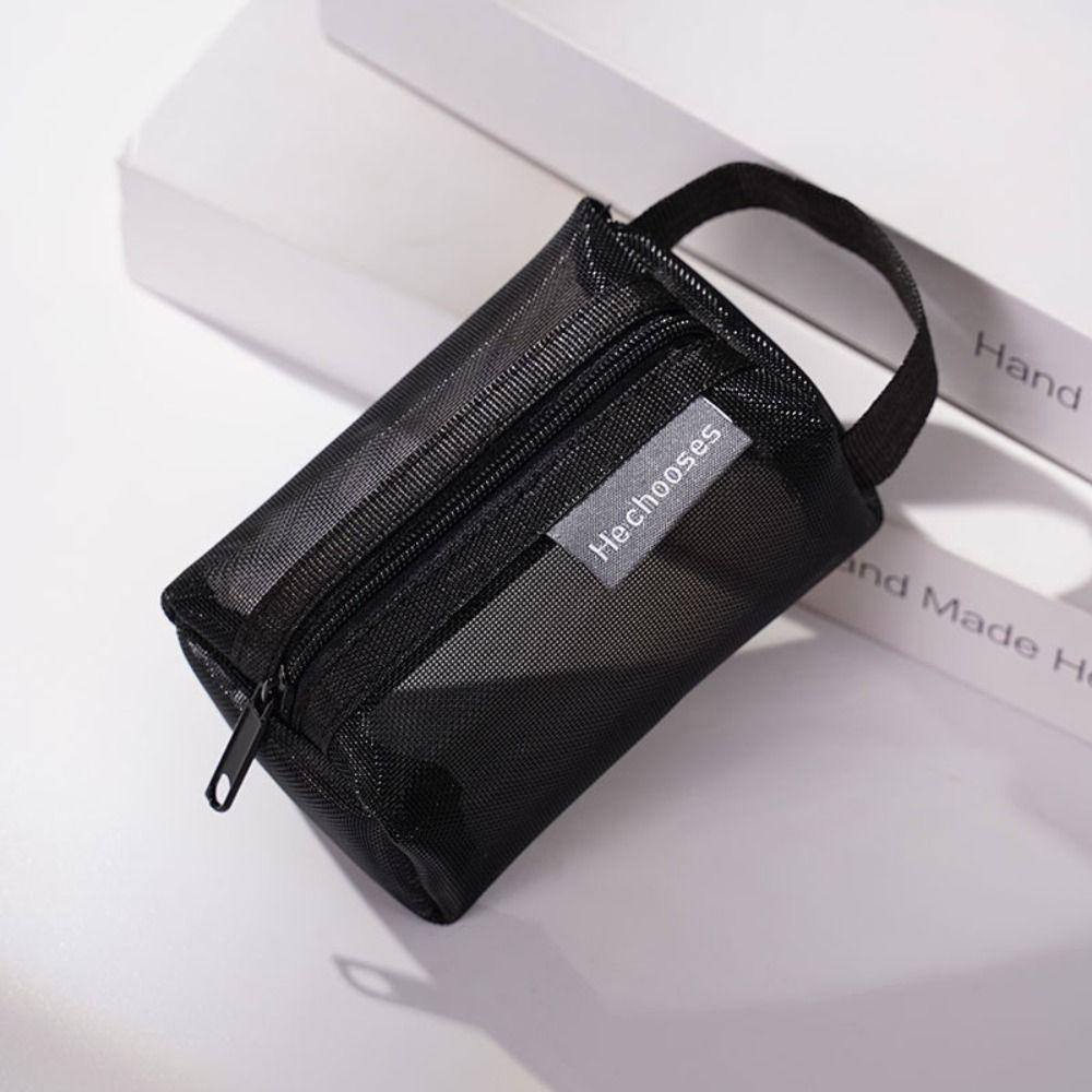 

Zipper Transparent Cosmetic Bag Large Capacity Toiletry Storage Bag Mesh Makeup Bag Travel чёрный