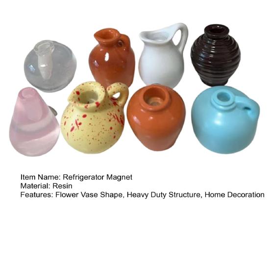 8Pcs Mini Resin Vase Refrigerator Locker Fridge 3D Magnet Home Office Kitchen Miniature Flower Vase Magnetic