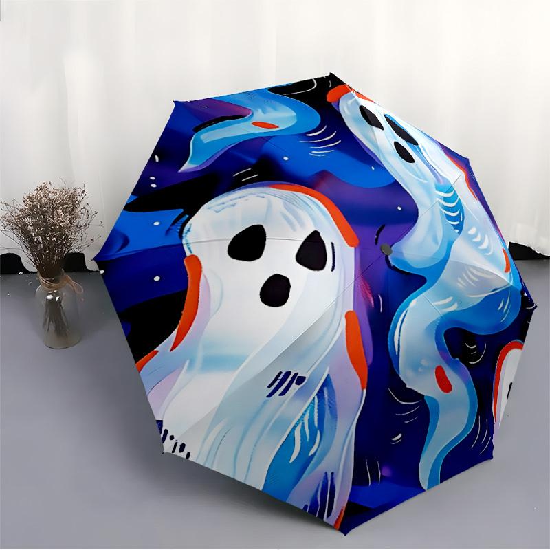 1pc Ghost Night Fashionable Automatic Opening/Closing Folding Umbrella with 8 Bones, Windproof Portable, Daily Use152