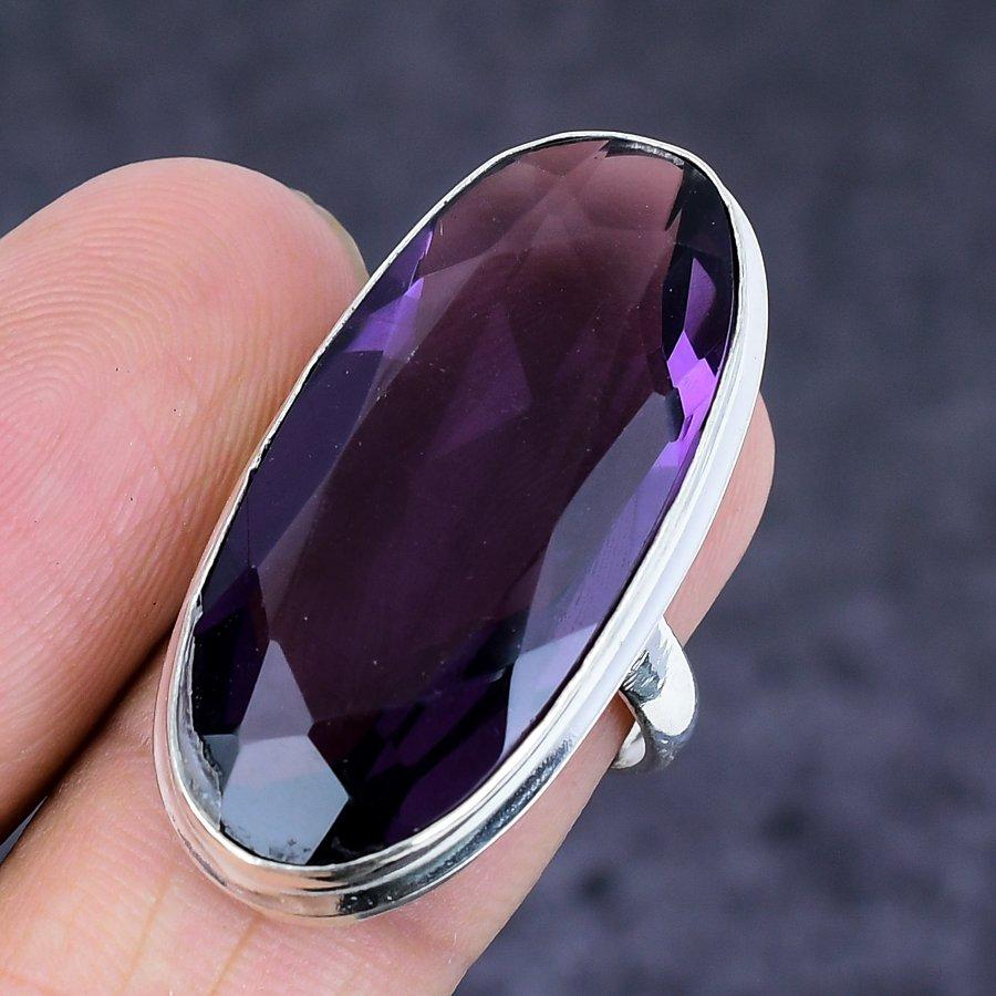 Natural Amethyst Gemstone 925 Sterling Silver Jewelry Ring Size 5.5 c0H32