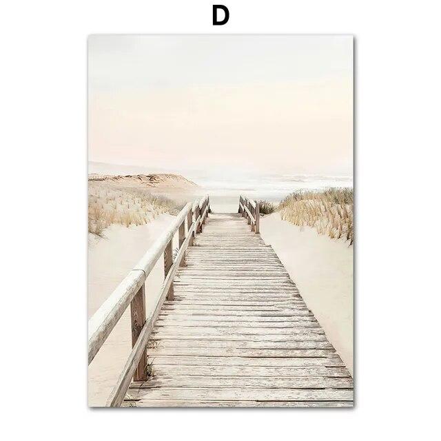 Boho Natural Landscape Lake Wave Palm Mural NordicPosters Wall Art Canvas Painting And Prints Pictures For Living Room Decor