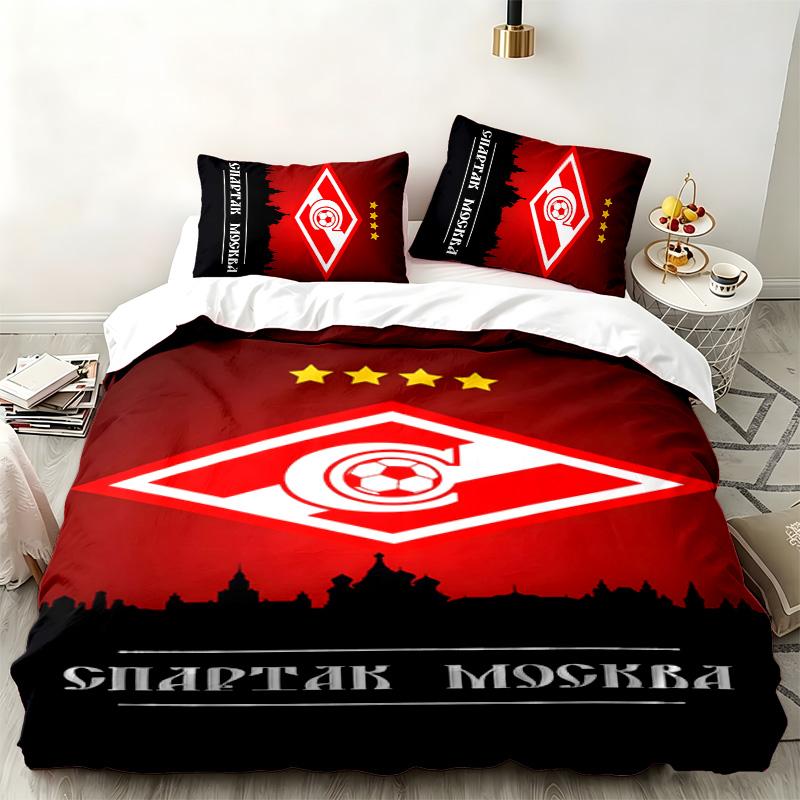 FC Spartak Moskau 3-teiliges Set Perfekt für das Schlafzimmer Bequemes Bettwäsche-Set enthält einen Bettbezug und zwei Kissenbezüge Ideales Geburtstags- oder Weihnachtsgeschenk