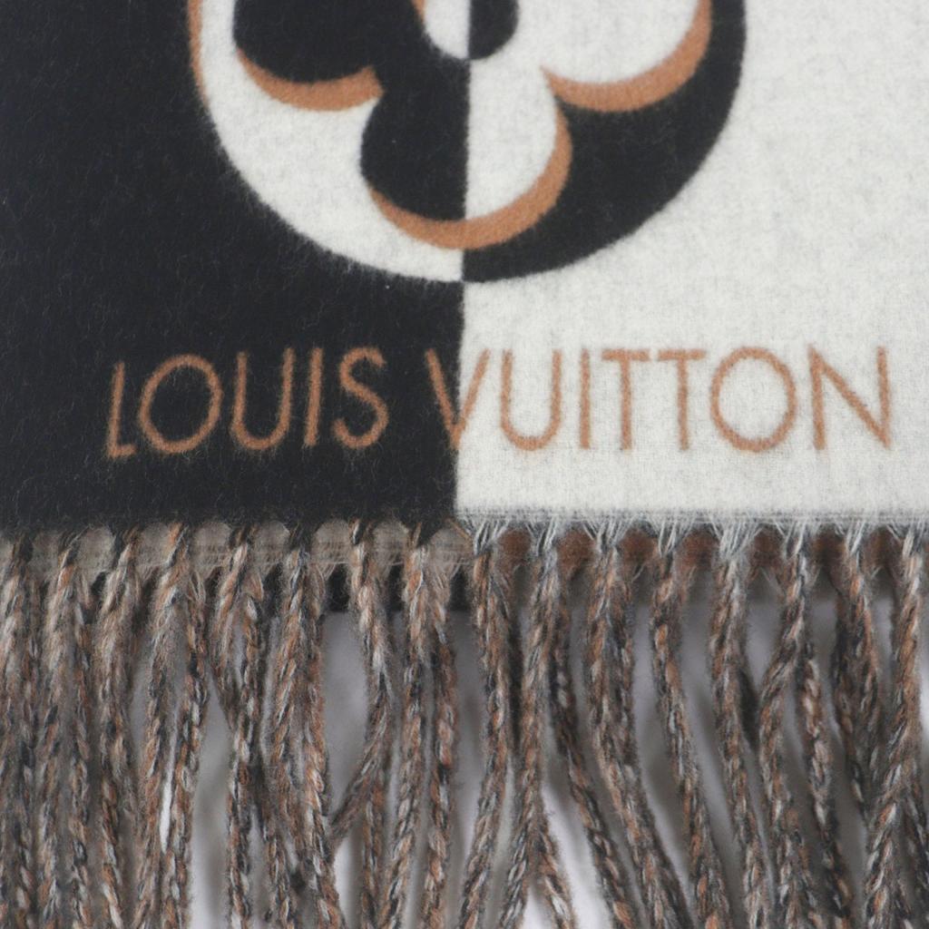 Excellent LOUIS VUITTON Scarf Duo Infinity fringe Noir wool mens M90806 Used