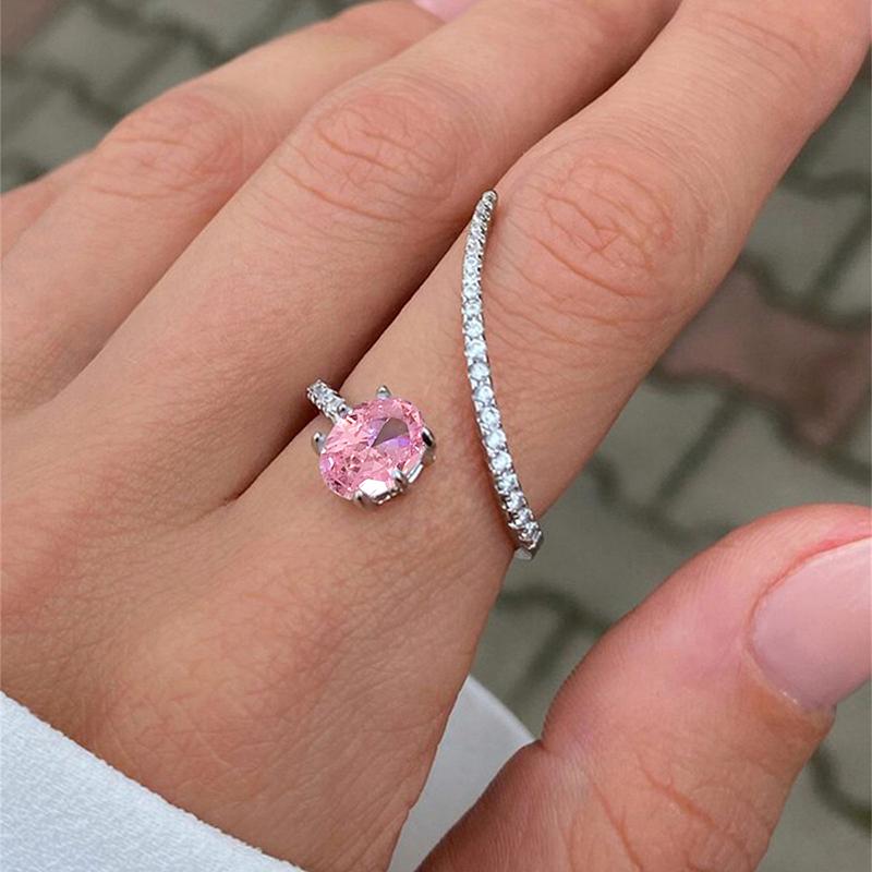 

Fashionable Geometric Shaped Finger Ring for Women Luxury Paved Dazzling Cubic Zirconia Wedding Party New Trendy Jewelry 12