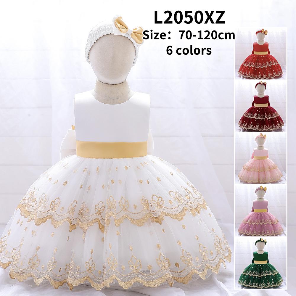 Girls' White Lace Christening Gown - First Birthday Princess Dress