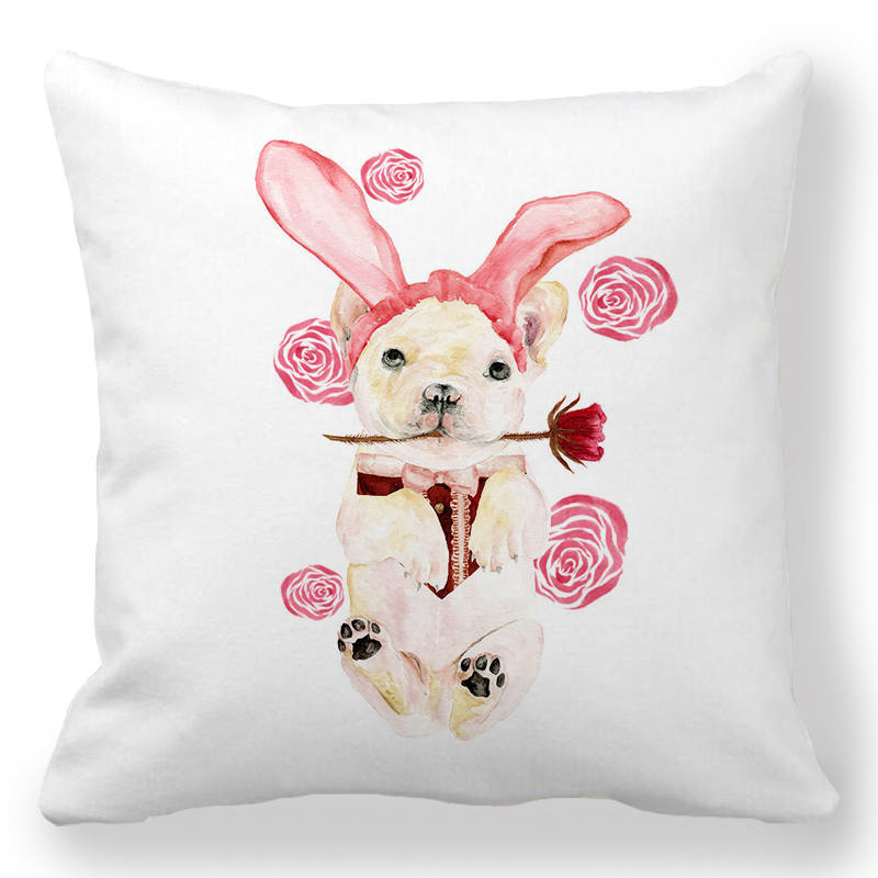 Creative Valentine's Day Happy Letters Digital printing short plush pillow covers for car sofa office cushion cover home goods