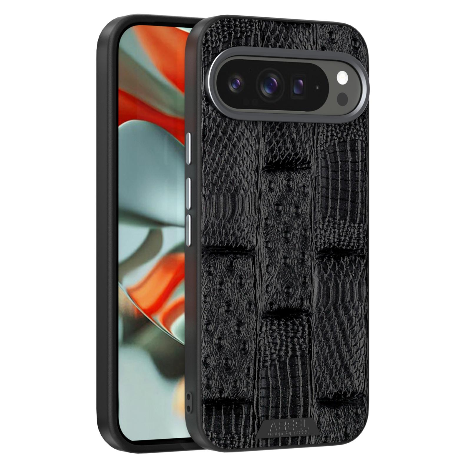 

ABEEL Чехол для Google Pixel 9 Pro/Pixel 9, совместимый с MagSafe, текстура зверя, микроэмбоссированная задняя крышка Black