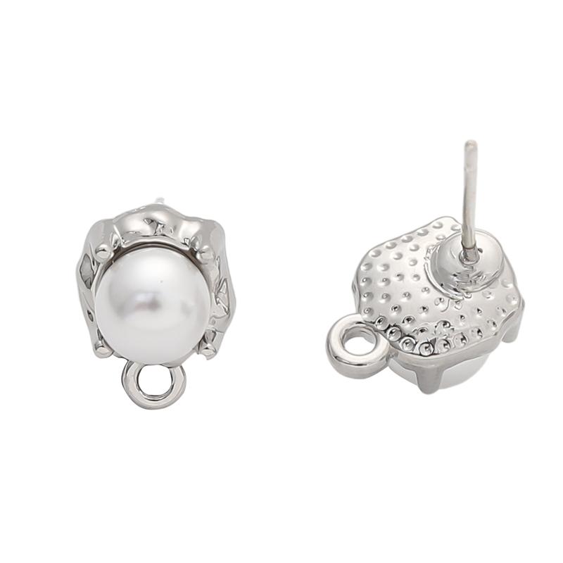 1 pár/sáček Slitinová skořápka Imitace Kočičího oka Perla Srdce s Diamantovými Náušnicemi pro DIY Výrobu Šperků