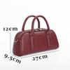 Women's Lightweight Genuine Leather Boston Pillow Bag - Luxury Retro Bowling Handbag & Casual Crossbody