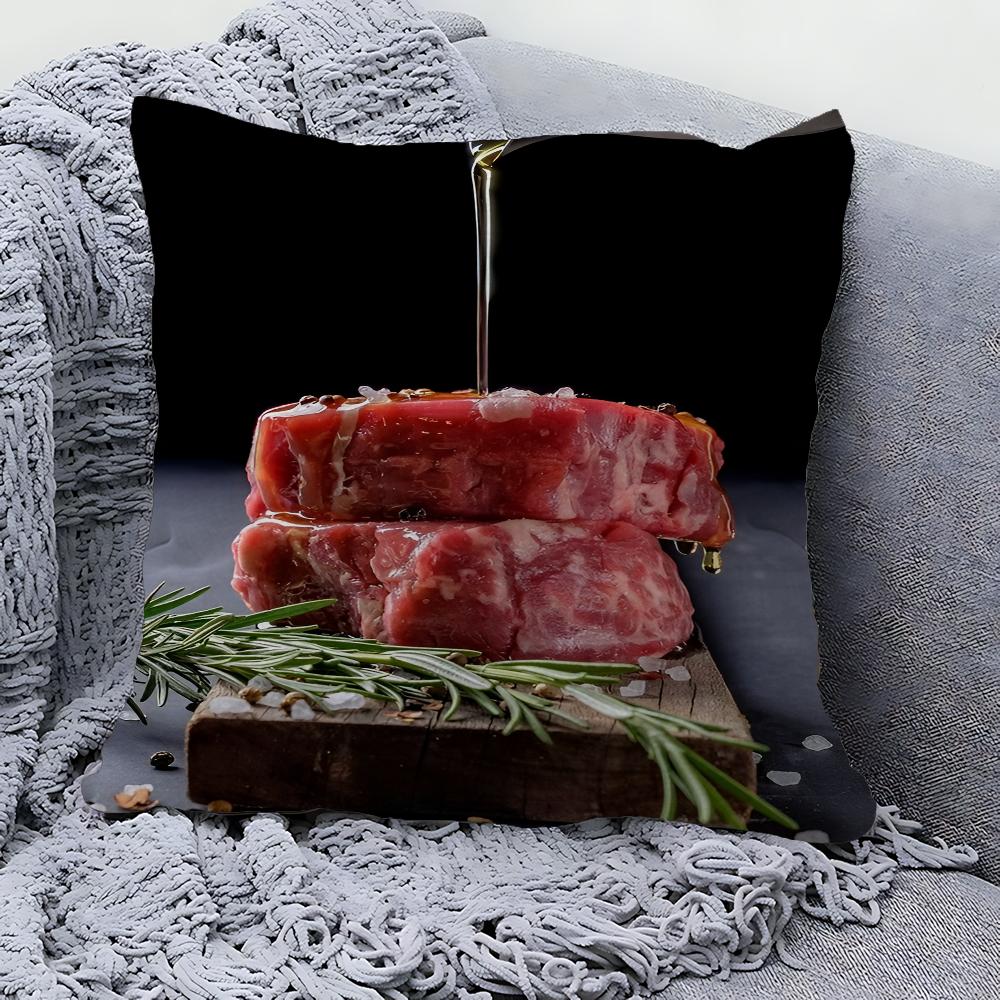 Bbq Grilled Steak Barbecue Pillow Cover For Bedroom Room And Living Room Sofa Decorative Cushion Cover