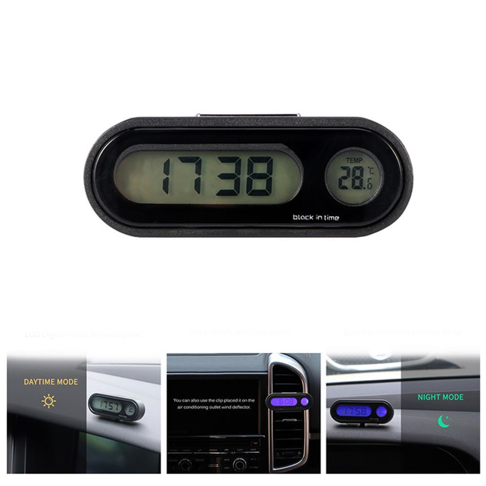 

Automotive Hygrometer Mini Auto Watch Car Clock Thermometer Clock Electronic Clock Digital Clock чорний