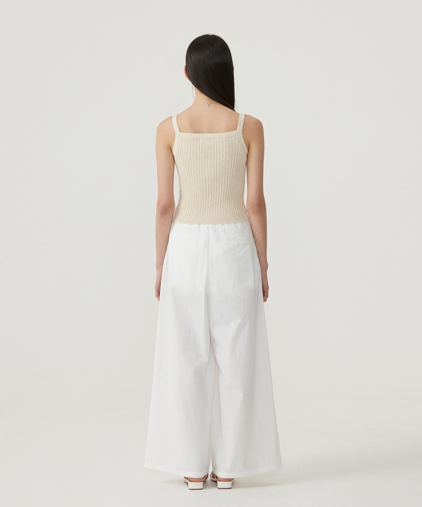 COVERNAT WOMAN Double-Pleat Elastic Waist Wide Pants White