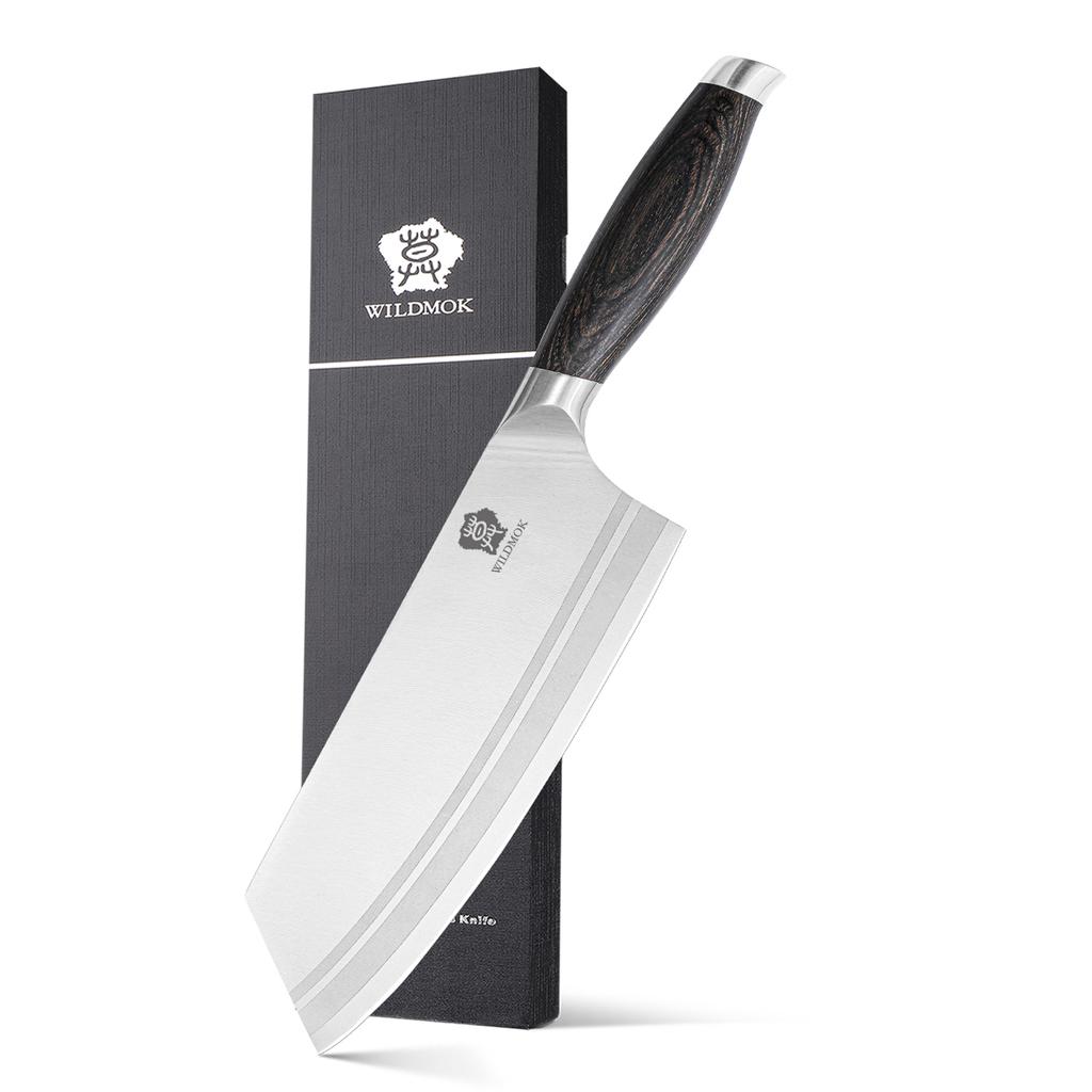 WILDMOK 7.8 Inch Chinese Chef Knife Stainless Steel Material with Black Pakkawood Handle Kitchen Cleaver Vegetables Knife