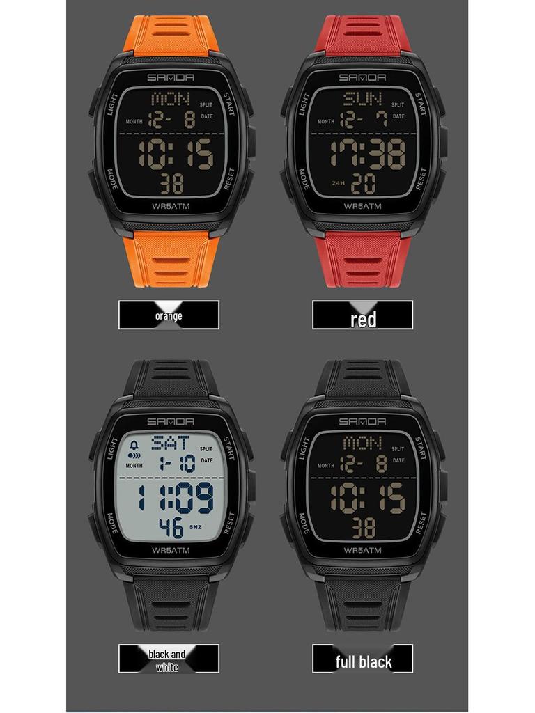 Sanda Trend Student Sports Electronic Watch: Luminous, Alarm, Dual Time, Waterproof, Chronograph