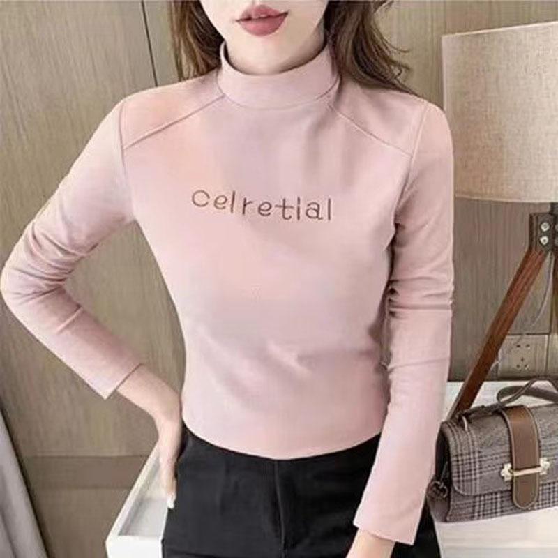 Half High Collar Undershirt Long Sleeved T-shirt Women's Top