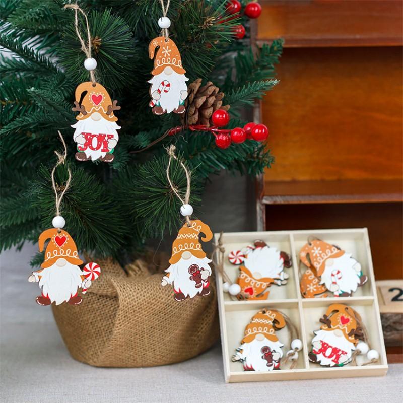 Christmas Tree Hanging Decor Rustic Gingerbread Man Ornament Santa Claus Decoration Premium Wooden Christmas Ornament For Window