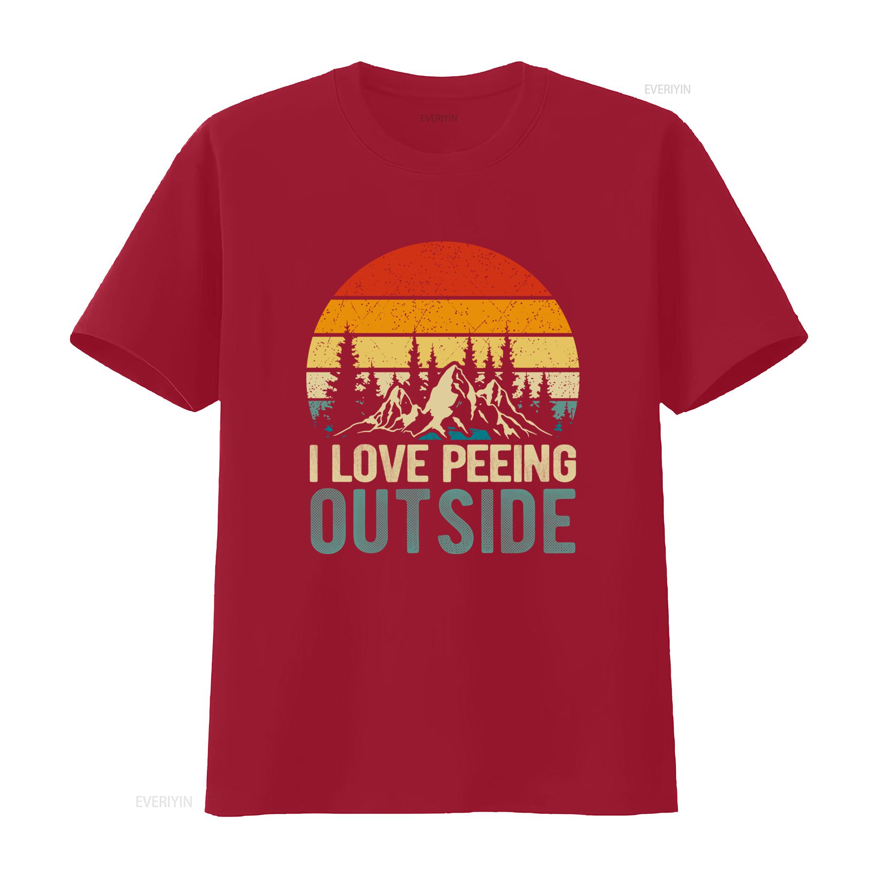 

Mens I Love Peeing Outside T Shirt Retro Mountain Sunset Design Funny Sarcastic Camping Nature Lovers vintage Washed Breathable S