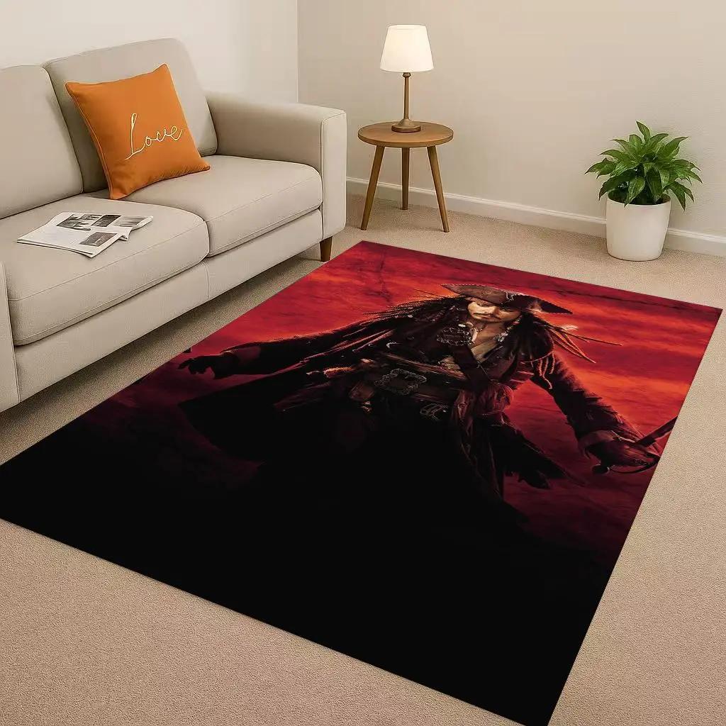3D Pirates of The Caribbean Jack Johnny Depp Christmas Living Room Non-Slip Area Rug Carpet for Bedroom Sofa,Home Doormat