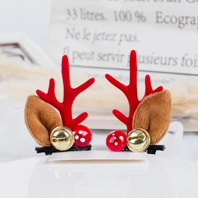2pcs Christmas Hairpin Cute Antler Deer Ear Hair Clips Santa Claus Snowman Barrettes for Girls Headwear Women Hair Accessories
