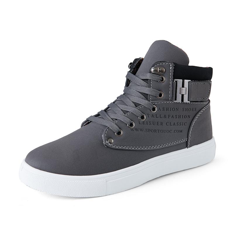 Модные мужские новые плоские легкие нескользящие высокие спортивные повседневные туфли — фото 3