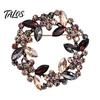 Women Brooch Pin Vintage Flower Pin, Floral Wreath Lapel with Colorful Rhinestones, Jewelry Accessory for Clothing Dress Coat Bags Scarves