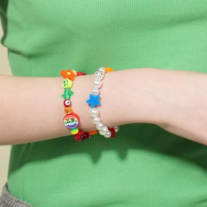 Color Pop Motif Smile Pearl Bracelet
