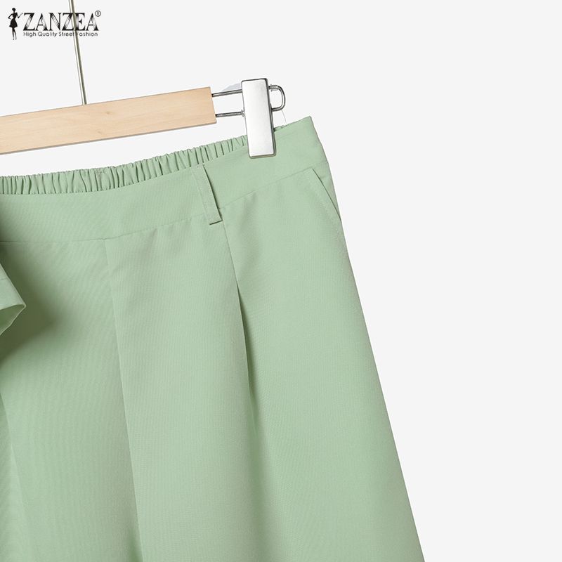 ZANZEA Completi estivi da donna a due pezzi con top corti a maniche corte e pantaloni