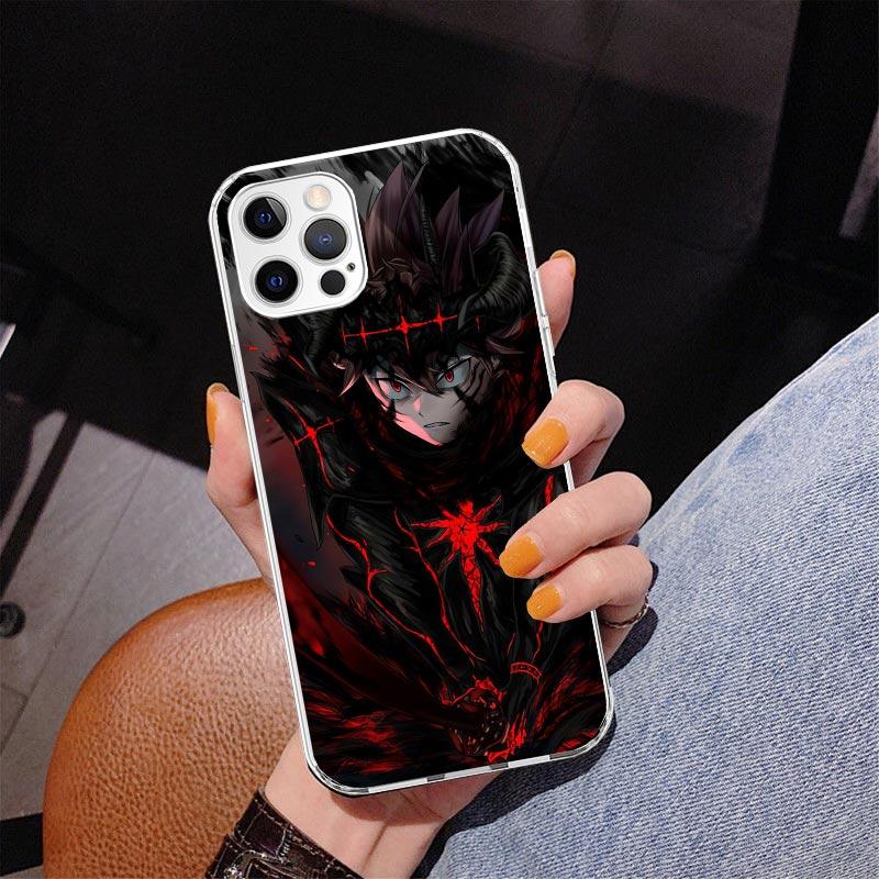 Black C-Clovers Anime Phone Case For iPhone 13 12 Mini 11 Pro Max XS XR X SE 7 8 Plus 5S 5 6S 6 Gift Print Cover Fundas