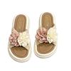 Fairy mesh yarn flower thick bottom one-word drag girl 2025 summer new small light comfortable non-slip cool slippers