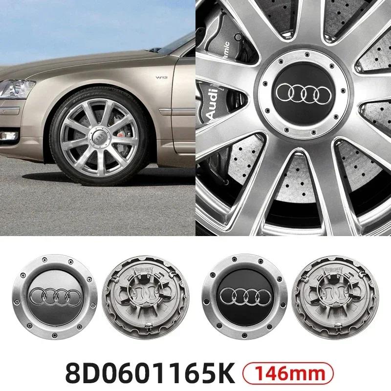 4pcs 146mm Gray Black Car Rim Cover Wheel Center Hub Caps 8D0601165K For 8s TT A2 A3 A4 A8 S6 Q5 Q7 RS6 Car logo Accessoriess8