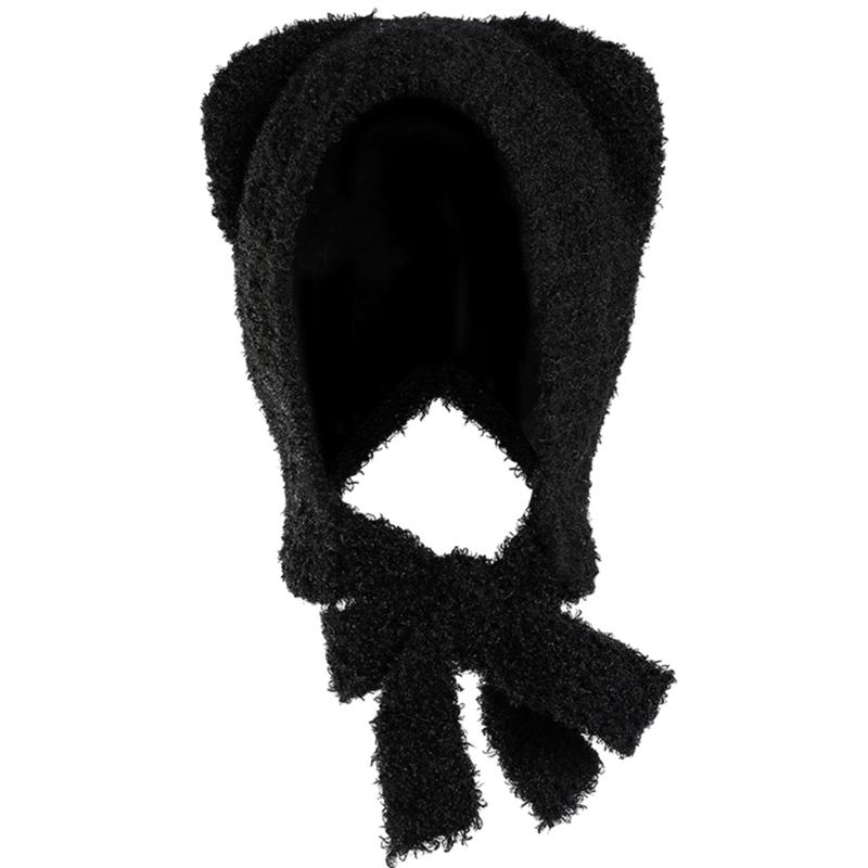 Cartoon Beanie Hat Warm Bucket Hat Cute Ear Protective Cap Cold Weather Bonnet