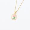 Tulip-Shaped Oil Painting Style Drip Flower Pendant Necklace - DIY Jewelry Accessory