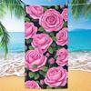 Rose Pattern Beach Towel, Digital Printing Thin Quick-Dry Anti-Sand Microfiber Lightweight for Swim, Yoga, Travel, Gym, Gift