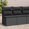 VidaXL Garden Lounge Set 4 Pcs with Cushions Black Wicker Acacia, Outdoor Sofa Set, Patio Furniture, 3325231
