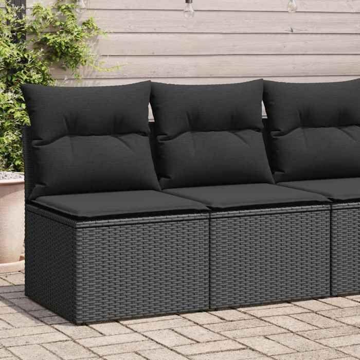 VidaXL Garden Lounge Set 4 Pcs with Cushions Black Wicker Acacia, Outdoor Sofa Set, Patio Furniture, 3325231