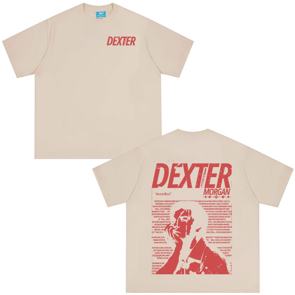 New Style Tee Washed Vintage TV Play Dexter Morgan T-shirts Unisex Women Casual Oversized TShirts Unisex's High Quality Cotton T-shirt