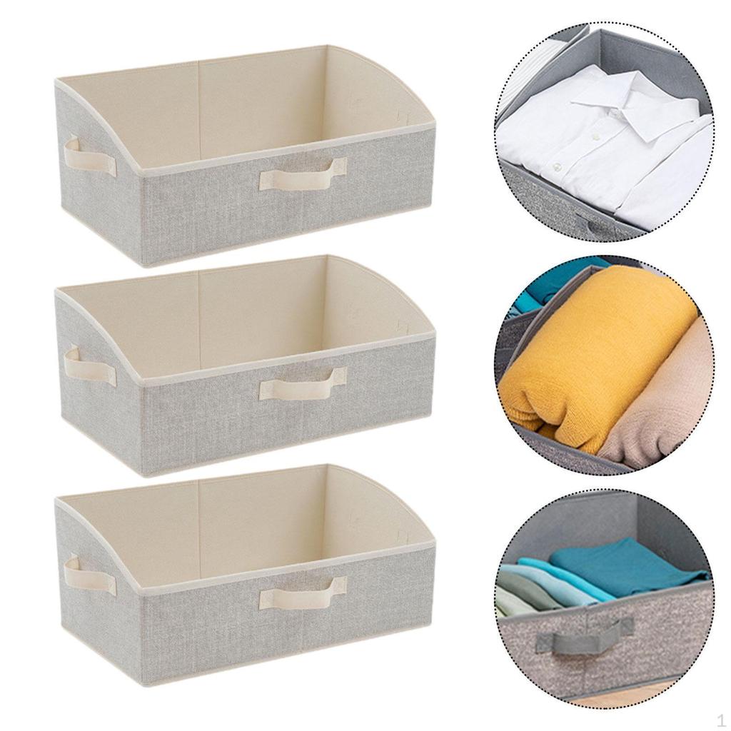 3 Pack Collapsible Baskets for Clothing, Storage Boxes with Handles Household Use