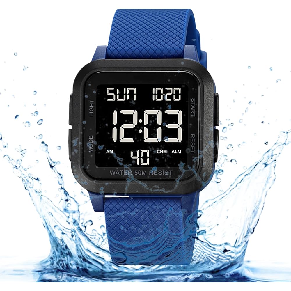 "Waterproof Sports Watch LED Display Backlight Durable Outdoor Adventure Timepiece for Men"