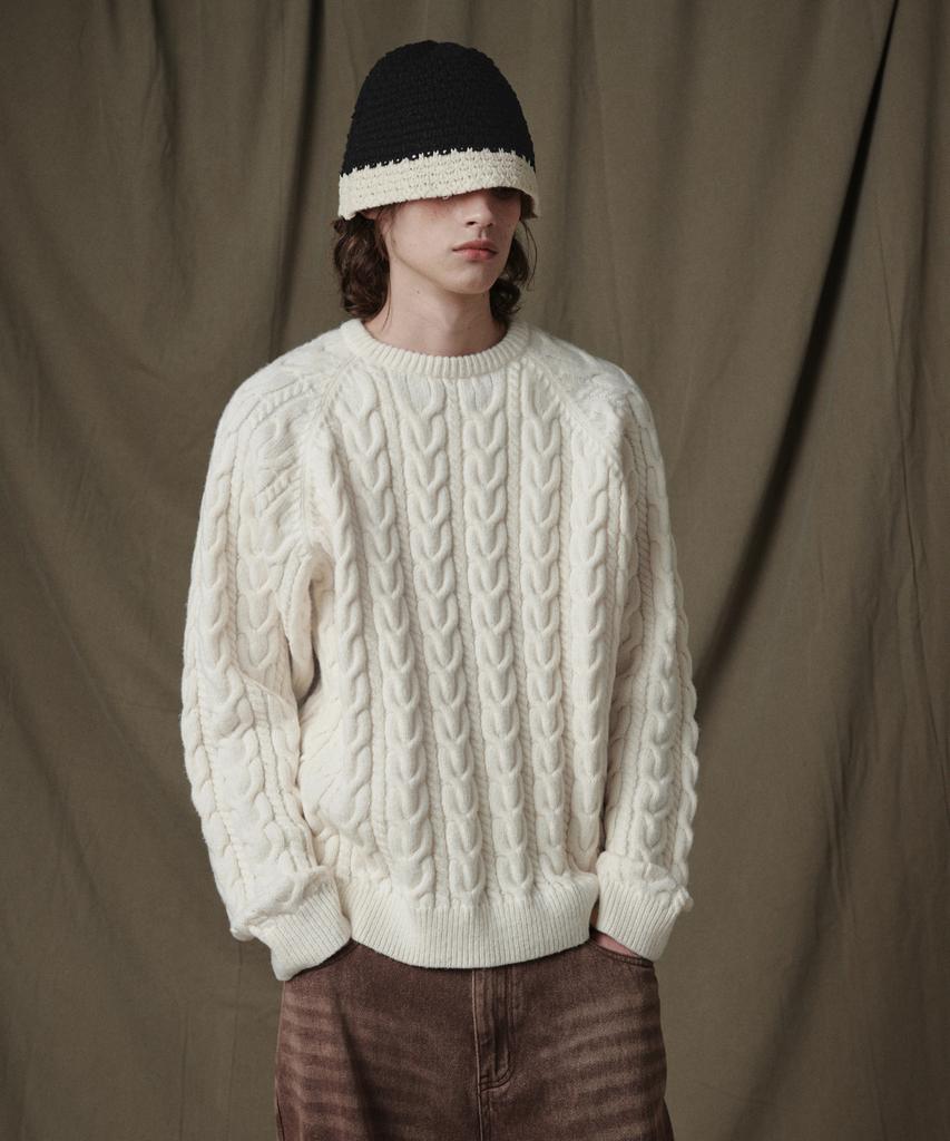 GLW Raglan Cable Knit Ivory