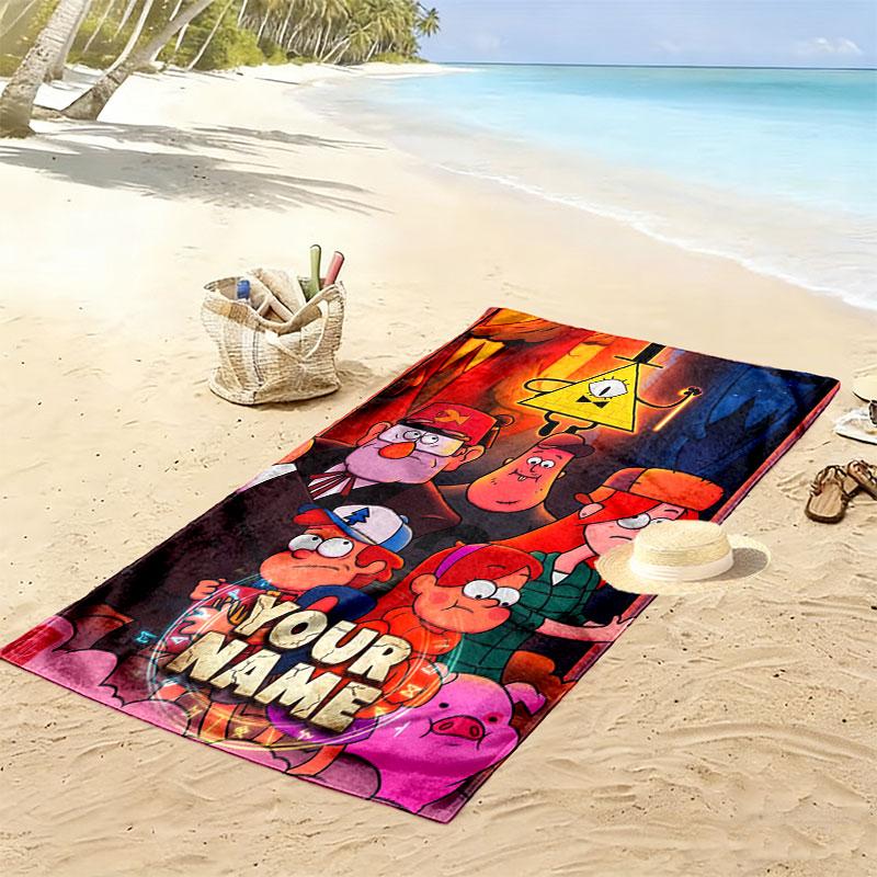 Custom Gravity Falls Print Beach Towel, Large Soft Quick Dry Towel for Beach Camping Swimming