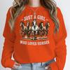 Just A Girl Who Loves Horses Sweatshirt Hoodie Funny Horse Lover Gift Western Boho Pullover Farm Casual Daily Sweatshirt Jumper