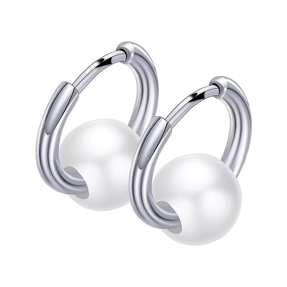 15MM Round Arc Black White Ceramic Stainless Steel Earrings for Women