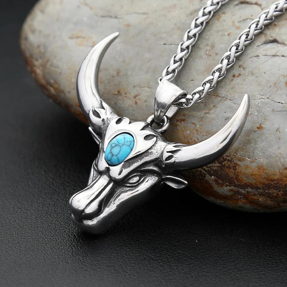 Vintage Stainless Steel Bull Head Pendant Necklaces For Men Women Hip Hop Punk Zodiac Amulet Jewelry Gifts Dropshipping