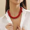 Eye Catching Acrylic Beaded Necklace Unique Style Neck Jewelry Fashion Accessories Short Necklace for Any Occasions  Red