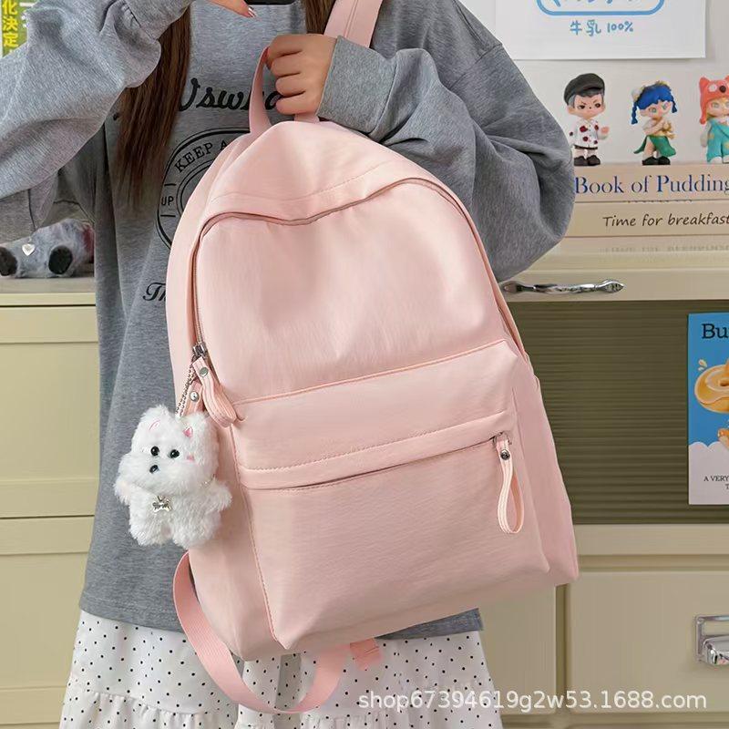 Mochila mochila escolar femenina estudiante universitaria versión coreana ins gran capacidad simple color sólido mochila estudiante de secundaria mochila niños