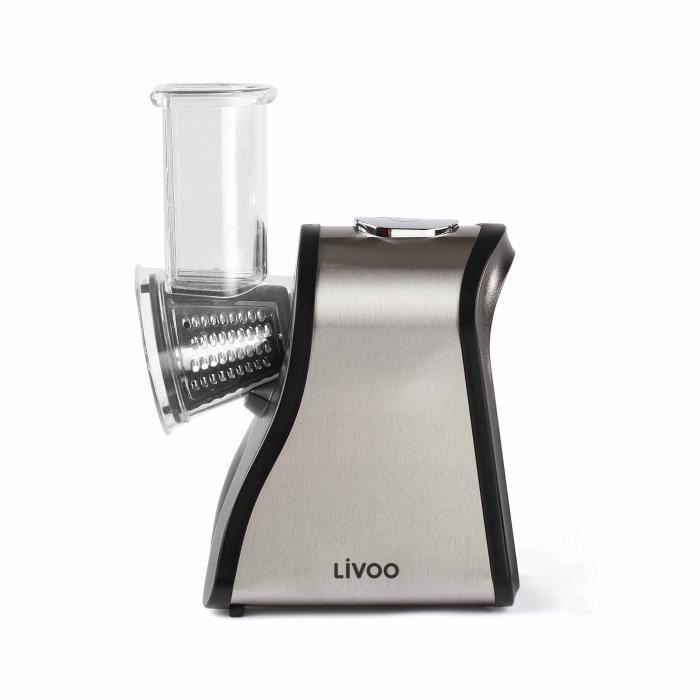 LIVOO DOP192 Multifunction Electric Grater - Black and Grey - 4 Interchangeable Cones
