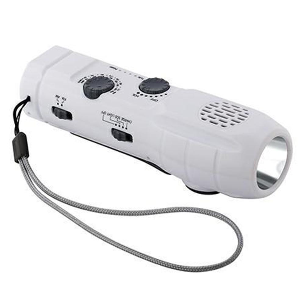 

RD629 Outdoor Hand Crank AM/FM Radio LED Flashlight 1200mAh Emergency Power Bank White