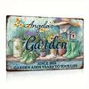 Vintage Metal Sign Angela's Garden Wall Art Home Decor Farmhouse Tin Sign